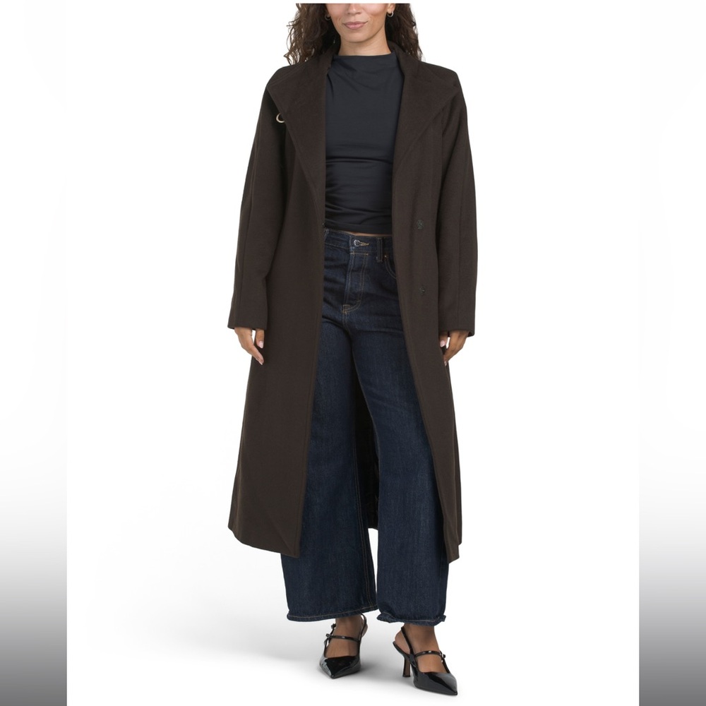 NWT Chocolate Brown Women's Wool Coat - Picture 2 of 4